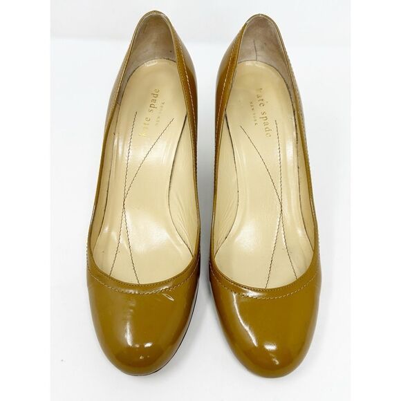Kate Spade Kiki Camel Patent Leather Wedge Pumps Size 8 - Picture 5 of 14